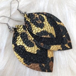 Bundle of 3 Pair Faux Vegan Leather Earrings